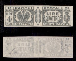 Regno - Pacchi Postali - 1927 - Prova D'Archivio - 4 Lire (P33) - Sempre Senza Gomma - Diena (380) - Other & Unclassified