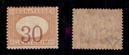Regno - Segnatasse - 1890 - 30 Cent (23c) Con Cifre Molto Spostate In Basso - Gomma Originale (praticamente Integra) - C - Sonstige & Ohne Zuordnung