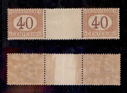 Regno - Segnatasse - 1890 - 40 Cent (24) - Coppia Orizzontale Con Interspazio Al Centro - Gomma Integra (1.650) - Sonstige & Ohne Zuordnung