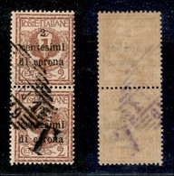 Occupazioni I Guerra Mondiale - Trentino-Alto Adige - 1918 - T Su 2 Cent (11Af) - Coppia Verticale (senza Soprastampa +  - Autres & Non Classés