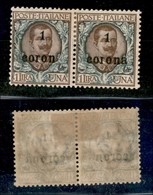 Occupazioni I Guerra Mondiale - Trento E Trieste - 1919 - 1 Corona Su 1 Lira (11f+11) - Errore Coron In Coppia Col Norma - Autres & Non Classés