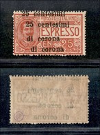 Occupazioni I Guerra Mondiale - Trento E Trieste - 1919 - 25 Cent Su 25 Cent (1-varietà) Con Doppia Soprastampa - Gomma  - Other & Unclassified