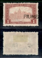 Occupazioni I Guerra Mondiale - Fiume - 1918 - 1 Korona (17feb) - Soprastampa A Destra - Gomma Originale (180) - Other & Unclassified