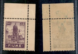 Occupazioni I Guerra Mondiale - Fiume - 1919 - 15 Cent (A36) Angolo Di Foglio - Gomma Integra (175) - Other & Unclassified