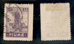 Occupazioni I Guerra Mondiale - Fiume - 1919 - 15 Cent (C36g) Usato Non Dentellato A Destra (280) - Other & Unclassified