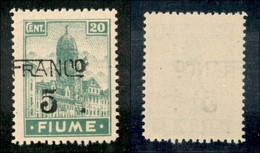 Occupazioni I Guerra Mondiale - Fiume - 1919 - Franco 5 Su 20 Cent (C75) - Soprastampa A Sinistra - Gomma Integra - Non  - Other & Unclassified