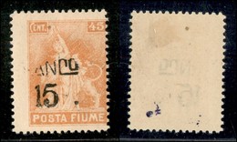 Occupazioni I Guerra Mondiale - Fiume - 1919 - NCO 15 Su 45 Cent (D79vad/vae) - Gomma Originale (300/450) - Autres & Non Classés