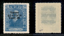 Occupazioni I Guerra Mondiale - Fiume - 1920 - 25 Cent Valore Globale (103a-celeste) - Gomma Integra (275) - Other & Unclassified