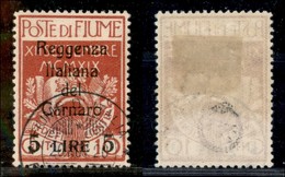 Occupazioni I Guerra Mondiale - Fiume - 1920 - 5 Lire Su 10 Cent Carnaro (145) - Usato - Other & Unclassified