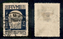 Occupazioni I Guerra Mondiale - Fiume - 1921 - 25 Cent Governo Provvisorio (153oh) Usato - O Di Provvisorio A Cavallo (s - Other & Unclassified