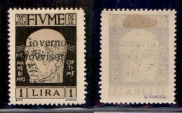 Occupazioni I Guerra Mondiale - Fiume - 1921 - 1 Lira (158) - Gomma Originale Con Prima Linguella (250) - Other & Unclassified