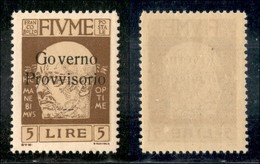 Occupazioni I Guerra Mondiale - Fiume - 1921 - 5 Lire D'Annunzio (162) - Gomma Integra (375) - Other & Unclassified