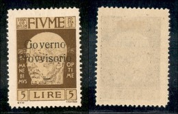 Occupazioni I Guerra Mondiale - Fiume - 1921 - 5 Lire D'Annunzio (162) - Gomma Originale (150) - Other & Unclassified