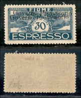 Occupazioni I Guerra Mondiale - Fiume - 1921 - 30 Cent Governo Provvisorio (5db) Con Doppia Soprastampa (una Obliqua) -  - Other & Unclassified