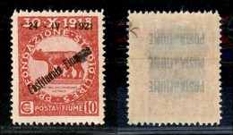 Occupazioni I Guerra Mondiale - Fiume - 1921 - 10 Cent Costituente (165nb+nha Varietà) - C Verticale + Spazio Tipografic - Other & Unclassified
