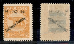 Occupazioni I Guerra Mondiale - Fiume - 1921 - 20 Cent Costituente (167nd+nhc) - A In Basso + Spazio Tipografico Dopo IV - Other & Unclassified