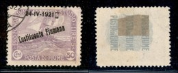 Occupazioni I Guerra Mondiale - Fiume - 1921 - 80 Cent Costituente (170 Varietà Nib) Usato - Spazio Dopo 1921 - Non Cata - Other & Unclassified