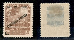 Occupazioni I Guerra Mondiale - Fiume - 1921 - 5 Lire Costituente (174) - Gomma Originale (240) - Other & Unclassified