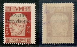 Occupazioni I Guerra Mondiale - Fiume - 1921 - 10 Cent D'Annunzio (176) - Gomma Originale (320) - Other & Unclassified