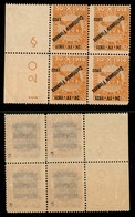 Occupazioni I Guerra Mondiale - Fiume - 1922 - 25 Cent Costituente (182b) - Quartina Bordo Foglio Con Soprastampe Capovo - Other & Unclassified