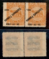 Occupazioni I Guerra Mondiale - Fiume - 1922 - 25 Cent Costituente (182b Varietà) - Coppia Con Soprastampe Capovolte E S - Other & Unclassified