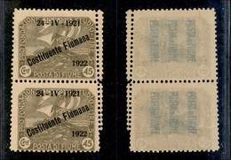 Occupazioni I Guerra Mondiale - Fiume - 1922 - 45 Cent (193x Varietà) - Coppia Verticale Con Doppia Dentellatura Obliqua - Other & Unclassified