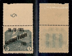 Occupazioni I Guerra Mondiale - Fiume - 1922 - 1 Lira Costituente (186f-varietà) Bordo Foglio Con Doppia Soprastampa + D - Other & Unclassified