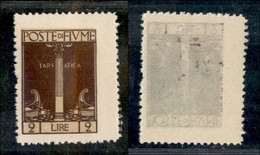 Occupazioni I Guerra Mondiale - Fiume - 1923 - 2 Lire Soggetti Vari (199) - Gomma Integra (225) - Other & Unclassified