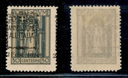 Occupazioni I Guerra Mondiale - Fiume - 1924 - 50 Cent Annessione (220f Varietà) - Soprastampa A Sinistra (2 A Destra) - - Other & Unclassified