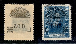 Occupazioni I Guerra Mondiale - Fiume - 1921 - 0,05 Lire Su 25 Cent (27 Varietà Naa+zd) - Segnatasse A Cavallo (solo In  - Other & Unclassified