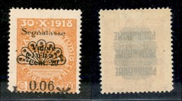 Occupazioni I Guerra Mondiale - Fiume - 1921 - 0,06 Lire Su 20 Cent (28pb) Con Soprastampa In Basso (L E X Parziali - Pr - Other & Unclassified