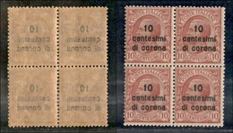 Occupazioni I Guerra Mondiale - Dalmazia - 1921 - 10 Cent Su 10 (3f) Con Leggero Decalco - Quartina - Gomma Integra (300 - Other & Unclassified