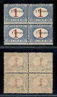 Occupazioni I Guerra Mondiale - Dalmazia - 1922 - 1 Corona Su 1 Lira (2) - Quartina - Gomma Integra (200+) - Other & Unclassified