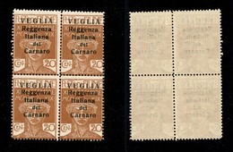 Occupazioni I Guerra Mondiale - Veglia - 1920 - 20 Cent (7) - Quartina - Gomma Integra (1100) - Other & Unclassified