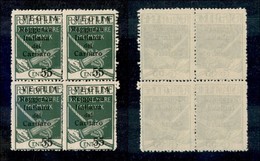 Occupazioni I Guerra Mondiale - Veglia - 1920 - 55  Cent Su 5 (10) - Quartina Con Resti Di Doppia Dentellatura In Vertic - Other & Unclassified