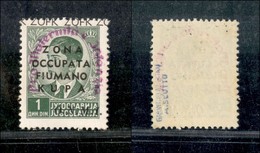 Occupazioni II Guerra Mondiale - Zona Fiumano Kupa - 1942 - 1 Din (37f-varietà) - ZOFK In Alto + ONMI A Destra - Gomma I - Altri & Non Classificati