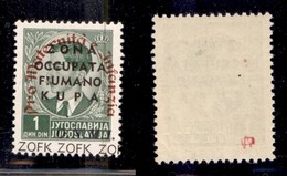 Occupazioni II Guerra Mondiale - Zona Fiumano Kupa - 1942 - Colori Cambiati - 1 Din (40b) Con Diciture In Basso - Gomma  - Altri & Non Classificati