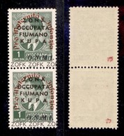 Occupazioni II Guerra Mondiale - Zona Fiumano Kupa - 1942 - Colori Cambiati - 1 Din (40b) - Coppia Verticale Con Dicitur - Sonstige & Ohne Zuordnung