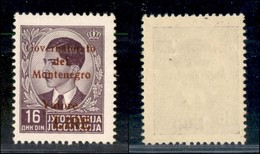 Occupazioni II Guerra Mondiale - Montenegro - 1942 - 16 Din (59e) - G Rotto - Gomma Integra (135) - Other & Unclassified