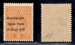 Occupazioni II Guerra Mondiale - Montenegro - 1941 - Segnatasse - 5 Din (4) Con Soprastampa A Sinistra - Gomma Integra - - Other & Unclassified