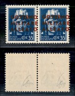 Occupazioni II Guerra Mondiale - Occupazione Anglo-Americana - 1943 - 35 Cent (11gb) - Coppia Con Soprastampe Spostate A - Other & Unclassified