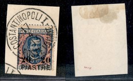 Uffici Postali All'Estero - Costantinopoli - 1908 - 20 Piastre Su 5 Lire Floreale (17) Usato Su Frammento (300+) - Autres & Non Classés