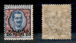 Uffici Postali All'Estero - Valona - 1909 - 20 Piastre Su 5 Lire (7) - Gomma Integra (175) - Altri & Non Classificati