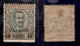 Uffici Postali All'Estero - Valona - 1911 - 40 Piastre Su 10 Lire (8 - Varietà) Con Italiane Incompleta (91c - Regno) -  - Other & Unclassified