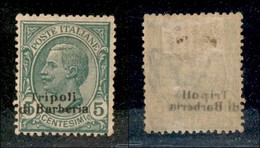 Uffici Postali All'Estero - Tripoli Di Barberia - 1909 - 5 Cent (3e) Con Soprastampa A Sinistra + Leggero Decalco - Gomm - Altri & Non Classificati