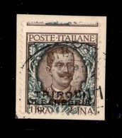 Uffici Postali All'Estero - Tripoli Di Barberia - 1909 - 1 Lira (9 - Varietà) Usato Su Frammento - Dentellatura Orizzont - Altri & Non Classificati