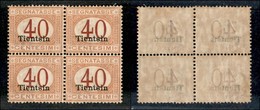 Uffici Postali All'Estero - Tientsin - 1917 - Segnatasse - 40 Cent (4) In Quartina - Gomma Integra (220+) - Altri & Non Classificati