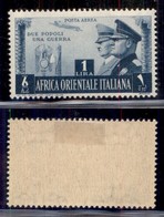 Colonie - Africa Orientale Italiana - 1941 - 1 Lira Fratellanza D'armi (20 - Aerea) - Gomma Originale (320) - Autres & Non Classés