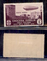 Colonie - Egeo - 1933 - 5 Lire Zeppelin (23 - Aerea) - Gomma Originale (180) - Other & Unclassified