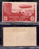 Colonie - Egeo - 1933 - 15 Lire Zeppelin (26 - Aerea) - Gomma Originale (180) - Other & Unclassified